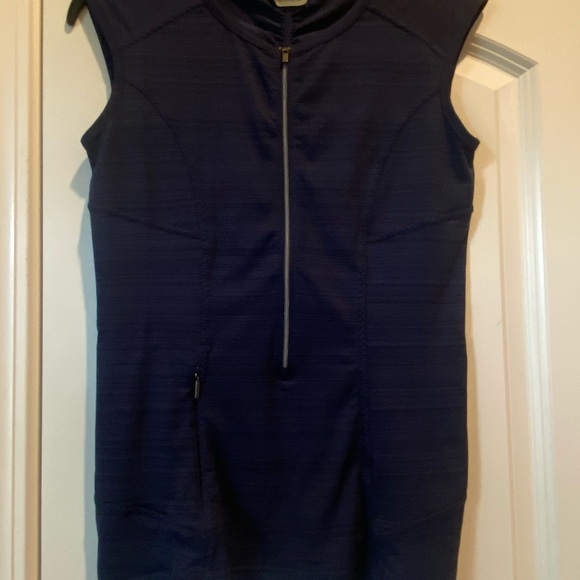 Athleta Navy Blue 1/2 Zip Pacifica Contoured Tank Size S - Picture 1 of 5